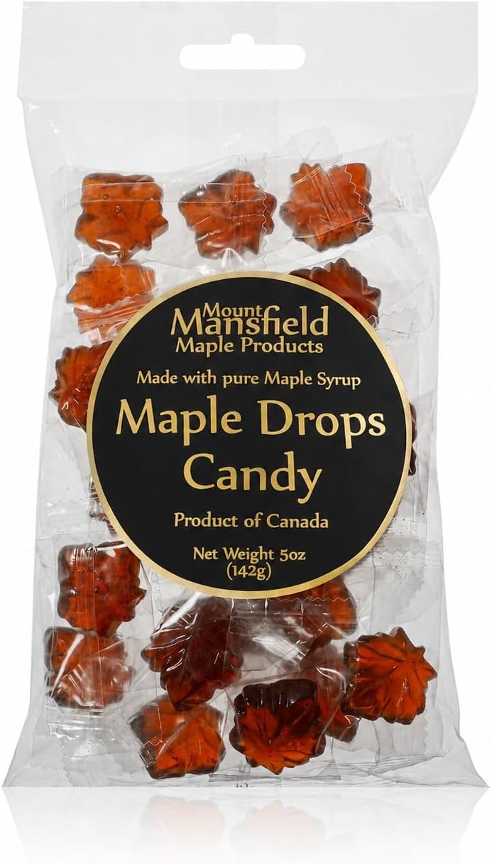 Mansfield Maple Hard Candy Made with REAL Maple Syrup (5oz Cellophane Bag) -Packaging may vary