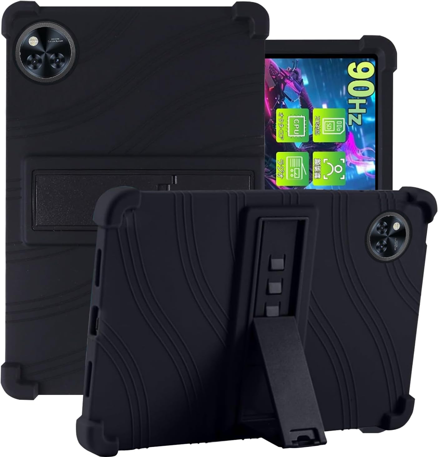 For DOOGEE U11/U11 Pro ケース スタンド機能付きシリコンケース【JYJIEJIE】耐衝撃性 超軽量 防水 耐汚れ ソフト 防滑 脱着簡単 DOOGEE U11/U11 Pro 用カバー(ブラック)