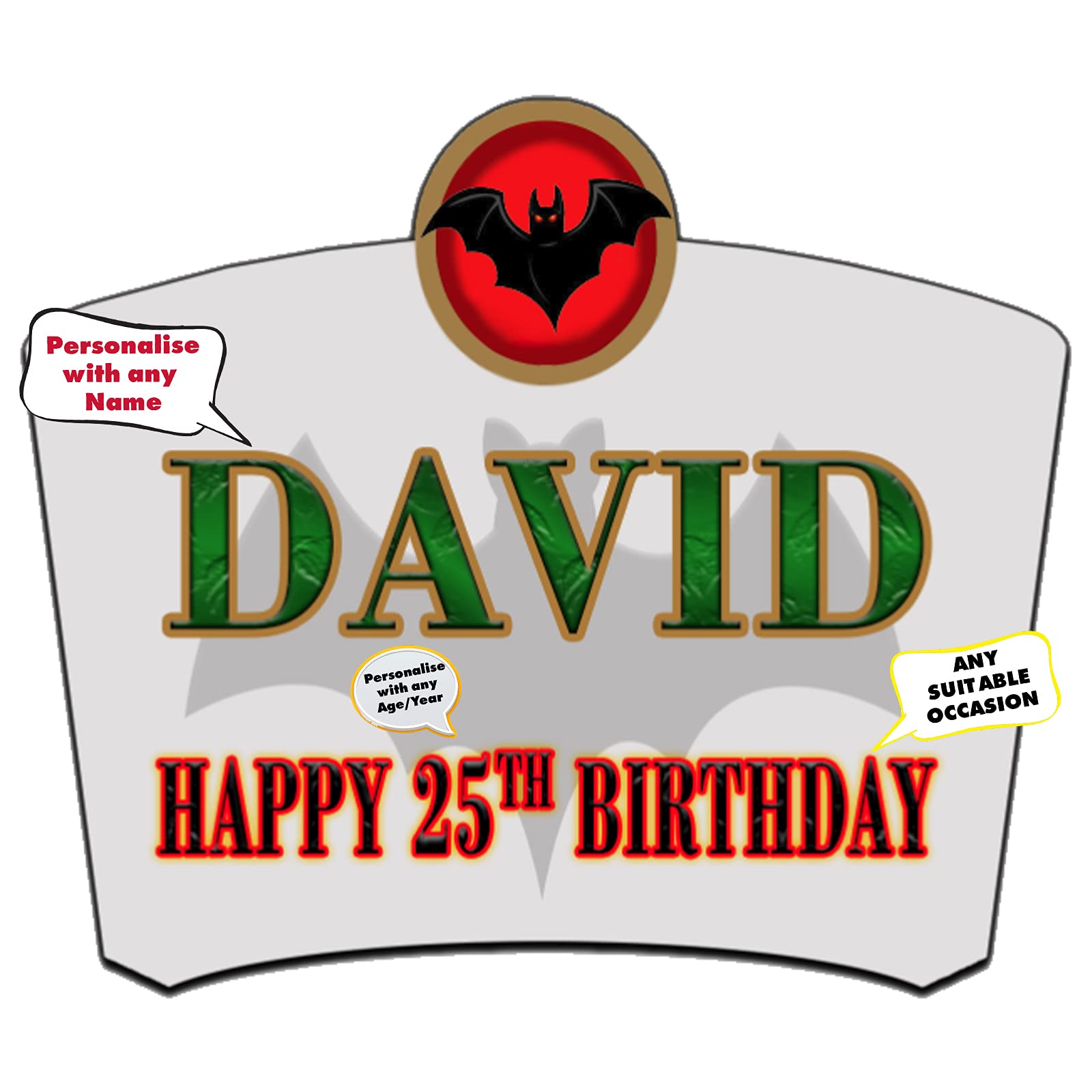 Personalised Sticker Label for Bacardi Rum Bottle for Birthday Anniversary Any Occasion BL412-A - 1L