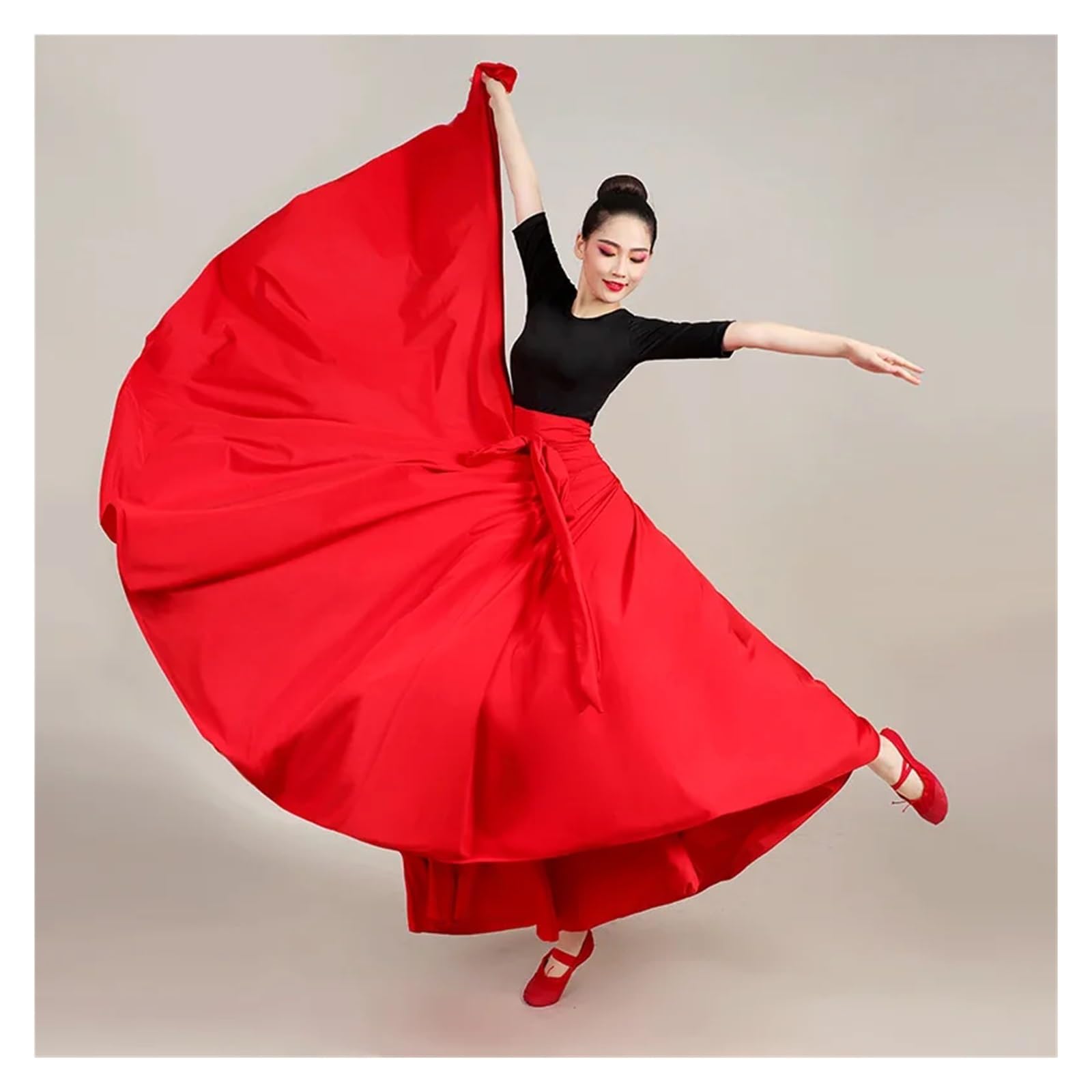 Falda for Mujer Falda de Baile español Vestido Largo for Danza del Vientre Falda de Gran Vuelo Falda de Rendimiento de Color Degradado(Blue,720Degree 90cm)