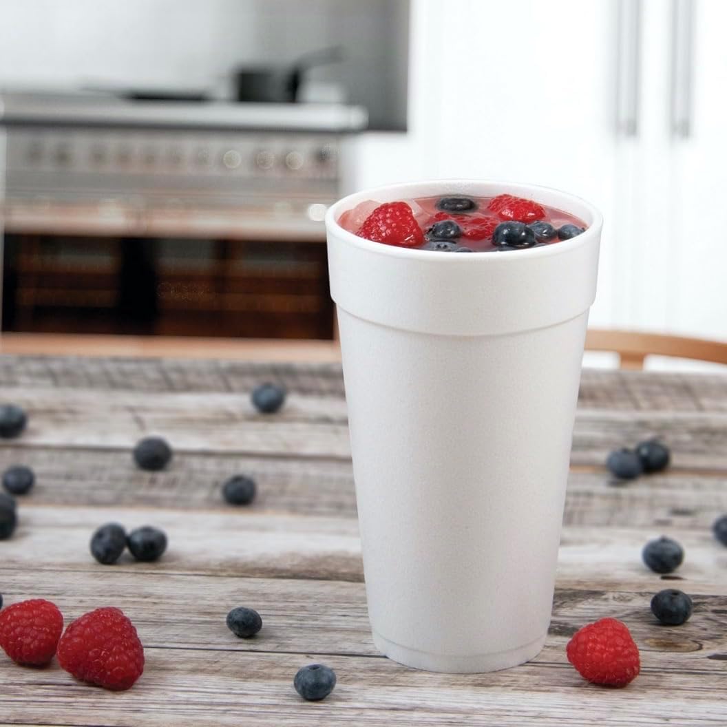 20 oz Disposable Insulated Foam Cups Premium Leak-Resistant Drinking Cups for Hot & Cold Beverages Ideal for Home Office & Food Service (100 Count)