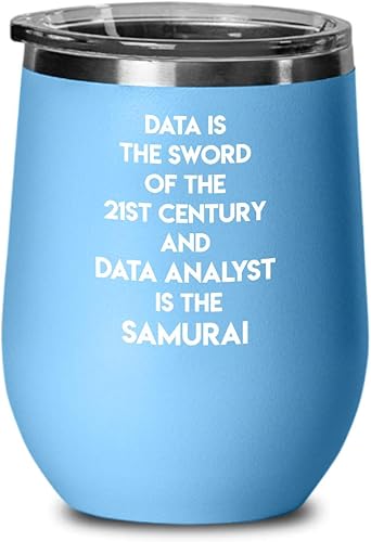 Vaso de vino Funny Swords Data Is The Sword Of The 21st Century Regalo para hombres y mujeres, 12 onzas, azul claro