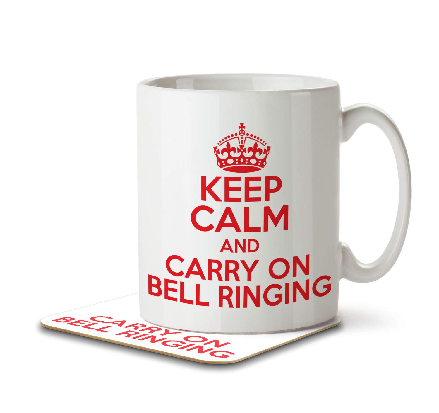 The Inky Penguin - Keep Calm and Carry On Bell Ringing - Mug and Coaster, Ceramic, 11fl. oz.