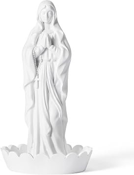 Virgin Mary Statue Rosary Holder - Our Lady of Grace Holy Sculpture Relic Mary Praying Mother Resin Figure Tabletop Religious Keepsake Catholic Christian Gift for Women Home Office Decoration