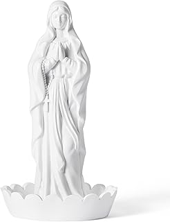 GioXtra Virgin Mary Statue Decor - 7 Inches Our Lady of Grace Holy Sculpture Relic Mary Praying Rosary Holder Mother Resin Figure Living Room Office Desktop Home Decor Decorative Ornament House Prayer