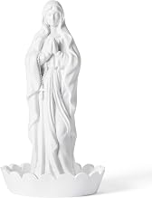 Virgin Mary Statue Decor - 7 Inches Our Lady of Grace Holy Sculpture Relic Mary Praying Rosary Holder Mother Resin Figure Living Room Office Desktop Home Decor Decorative Ornament House Prayer