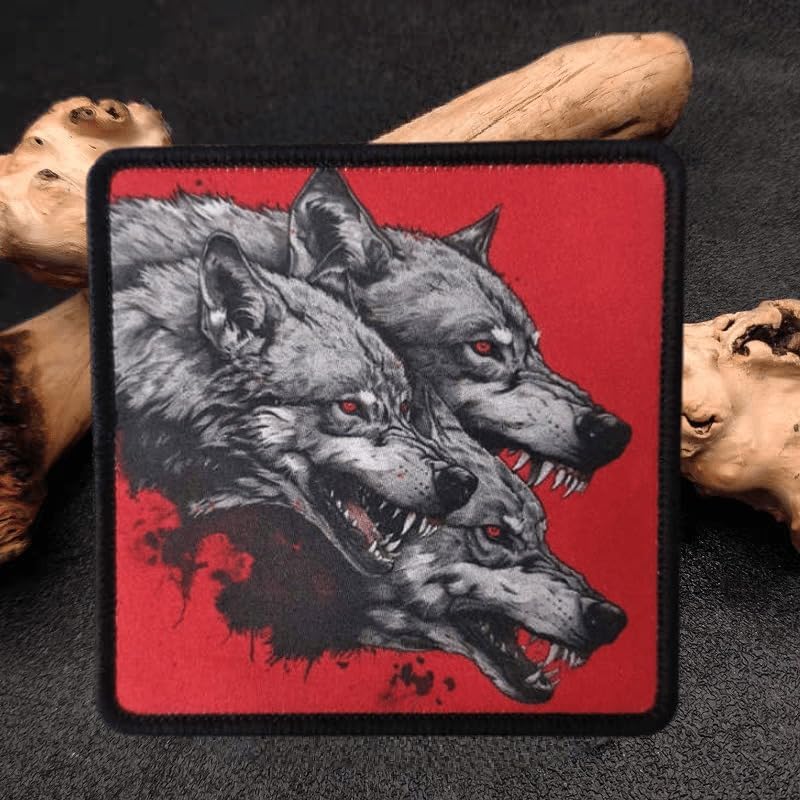 Patches for Backpacks, The Three Wolves of Hell Patches Embroidered Tactical Patches, Military Style Hook and Loop Badges, DIY Morale Applique Accessories for Jacket, Backpack, Hats image 2