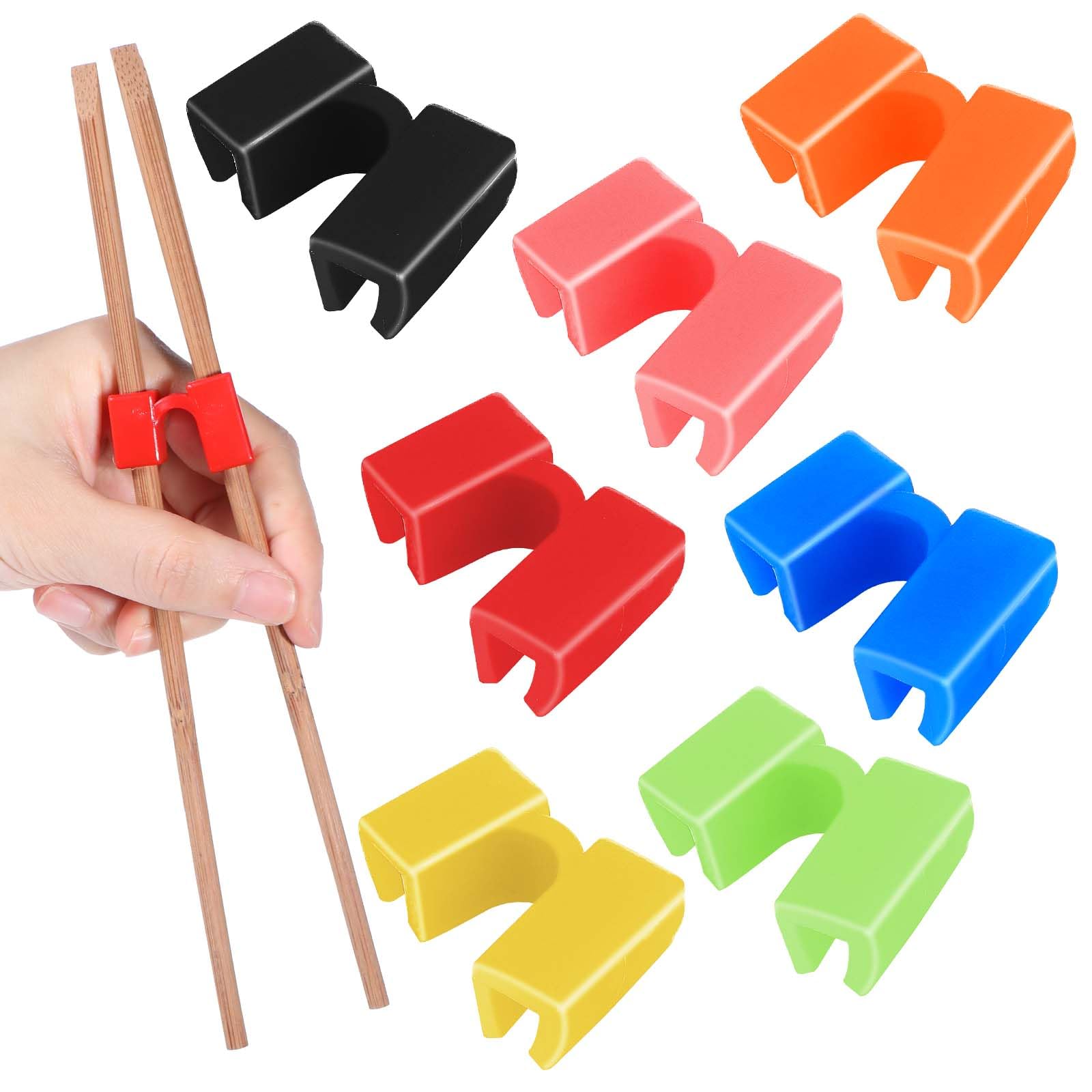 42 PCS Reusable Chopsticks Helper, Chopsticks Trainer Training Chopsticks for Adults Training Chopstick Hinges Connector, Multicolor Non-Slip Portable Practice Chopsticks for Beginners Kids