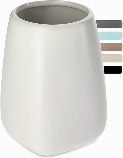 KADAX Ceramic Toothbrush Cup, Bathroom Mat Mug, Bathroom Cup, Toothbrush Holder for Bathroom, Toothbrush, Toothpaste, Storage, Bathroom Water Cup (Cream)