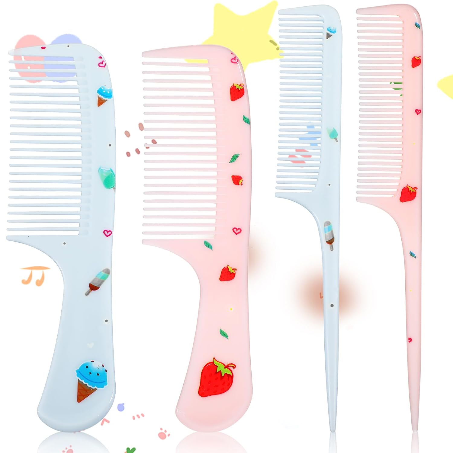 Toddler Comb Set - Cute Fine Tooth & Rat Tail Combs