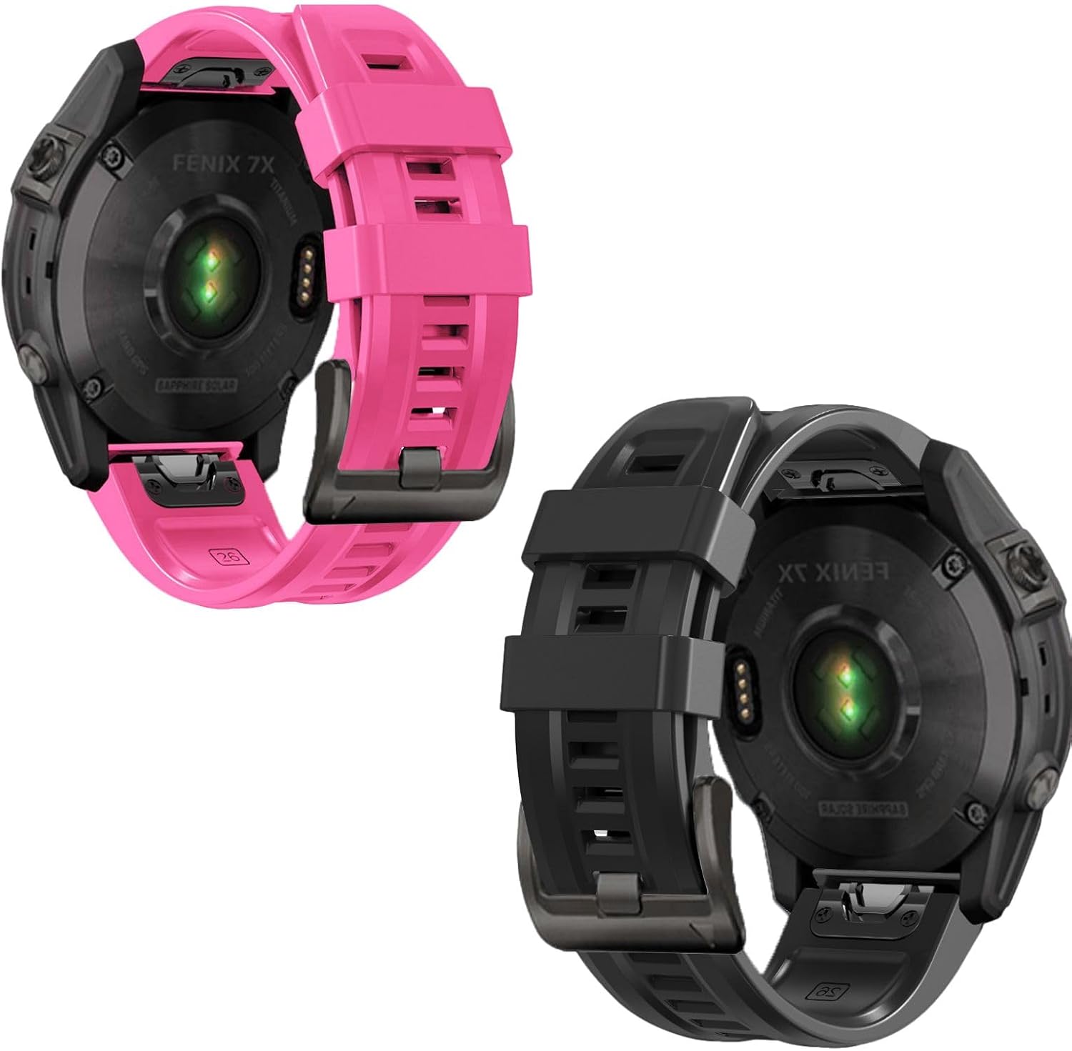 26mm watch band for garmin fenix 5x 6x 7x 3 hr quickfit 26 watch band for garmin women men silicone Pink and Black bundle