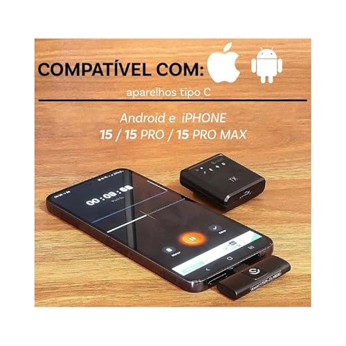 Microfone sem Fio Wireless 2.4GHz de Lapela para Celular Type-C ONISTEK - ON-MC815 6 Meses Garantia