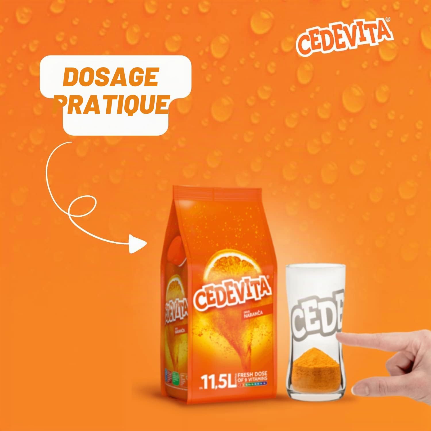 Cedevita orange 2 x 1 kg naranca poudre effervescente avec 9 vitamines pour 26L boissons non alcoolisées