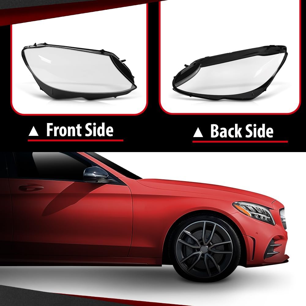 Headlight Lens Cover Right Side Compatible with Benz C-Class W205 2019-2020 Front Headlamp Lens Cover Clear