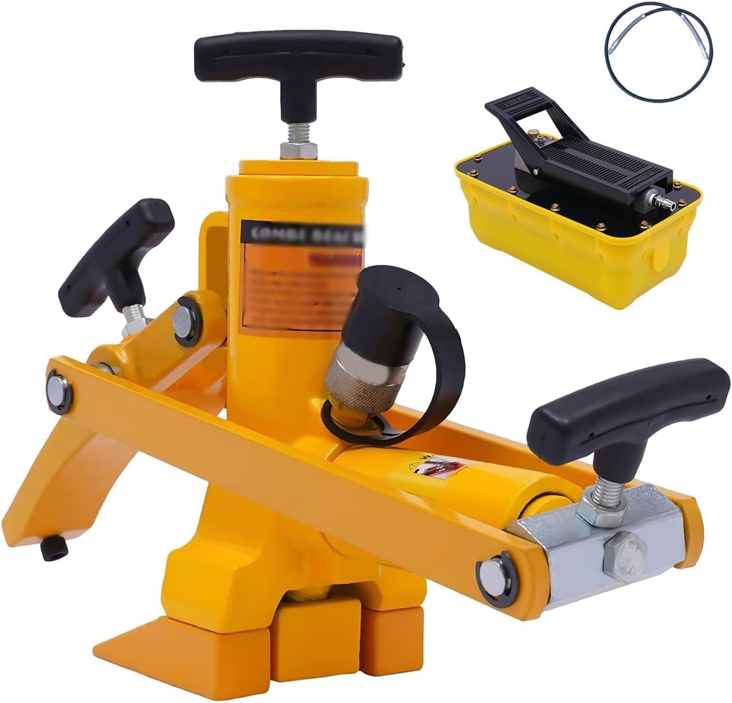 Air Hydraulic Tire Bead Breaker,with 2.3L Foot Pump and Air Hose, for Tractor Trucks, Lawn Mower