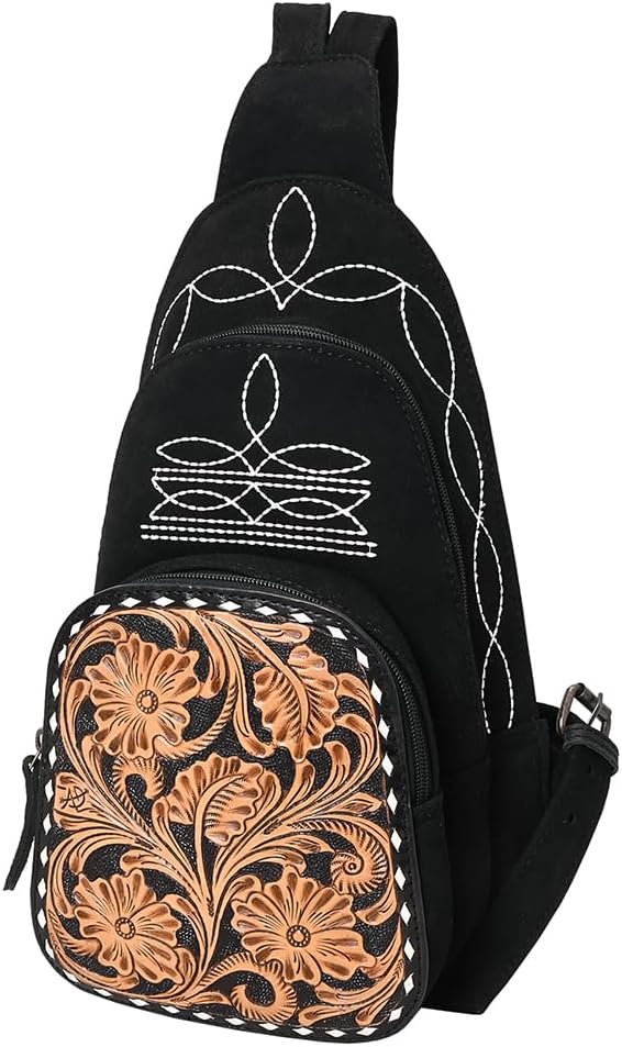 American Darling Sling Hand Tooled Genuine Leather Suede bag | Fanny Pack for Women