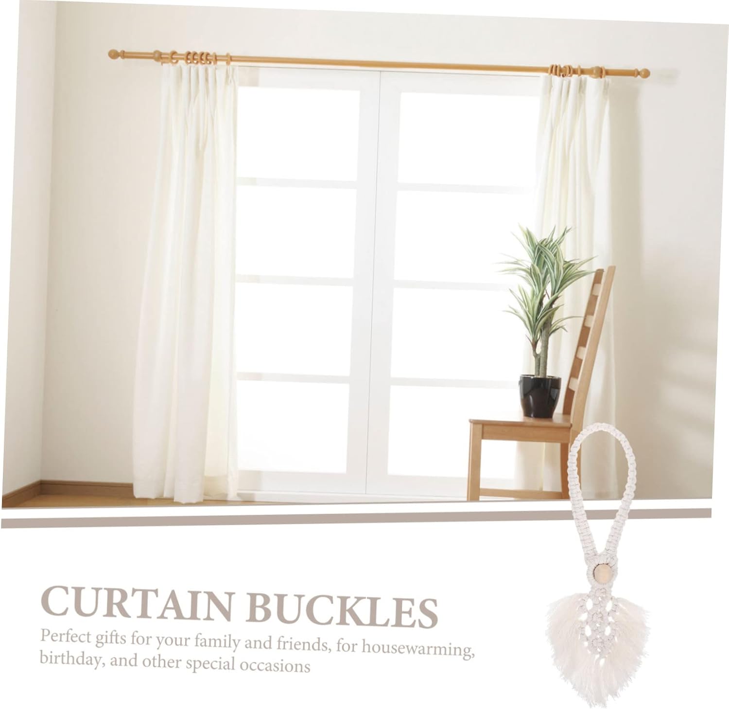 Amosfun 12pcs Curtain Tiebacks Farmhouse Style Drapery Holders for Living Room and Bedroom Easy to Install Drapes Holdbacks Decorative Rope Curtain Ties for Housewarming