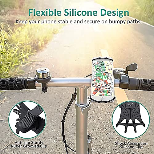 Image of Motorcycle Holder Stand Bicycle Holder 360 Degree Rotating Bike Stroller Silicone Snap Easy Installation Holder (Black)