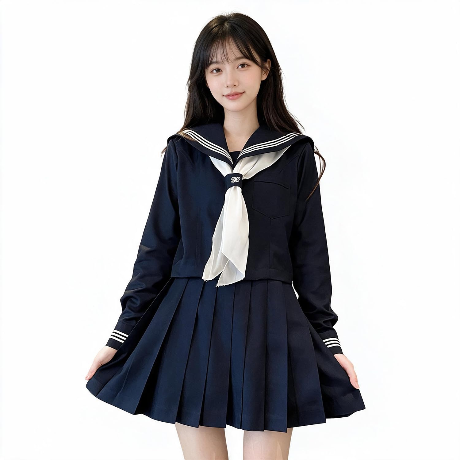 Francisco セーラー服 上衣·スカート紺色 Amazon.co.jp: GSYCL セーラー服 紺色 女子高生 3点セット ハロウィン