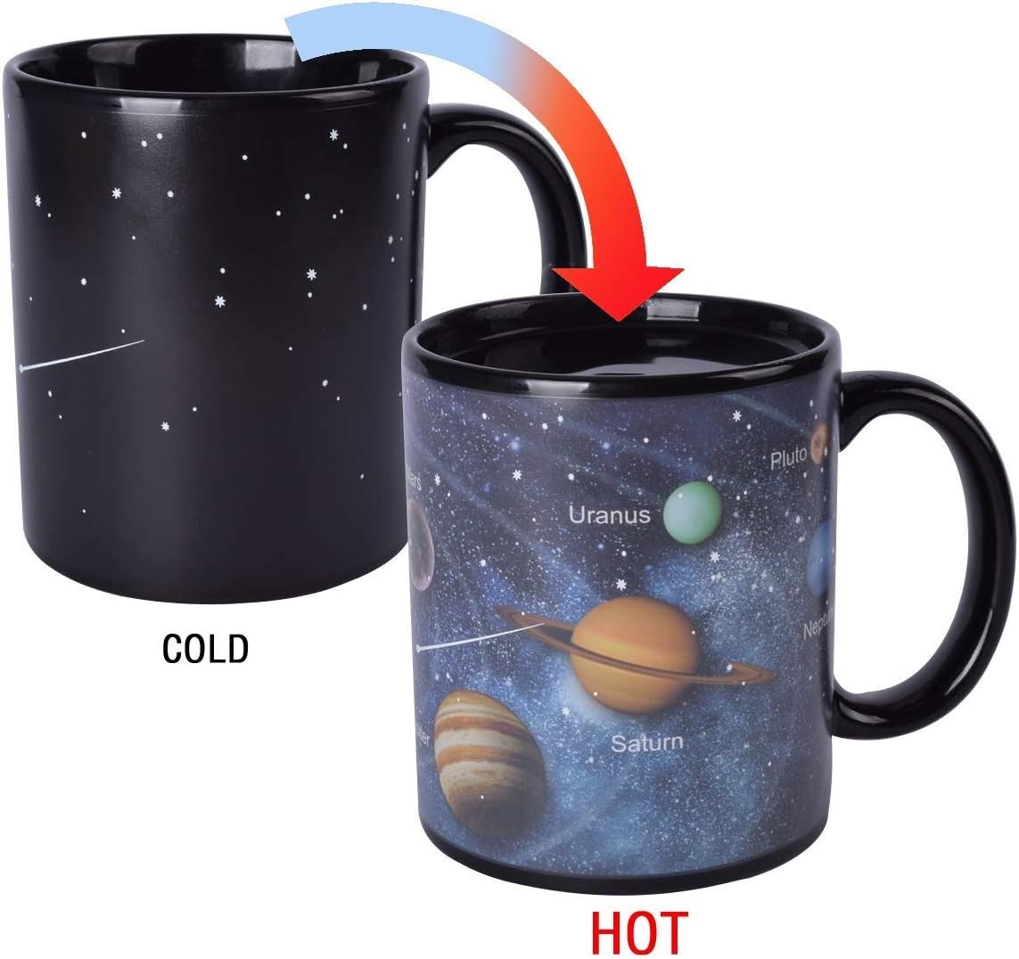 Super Big Clearance! Heat Changing Solar System Magic Coffee Mug Heat Sensitive Porcelain Tea Cup Funny Gifts(12 OZ)