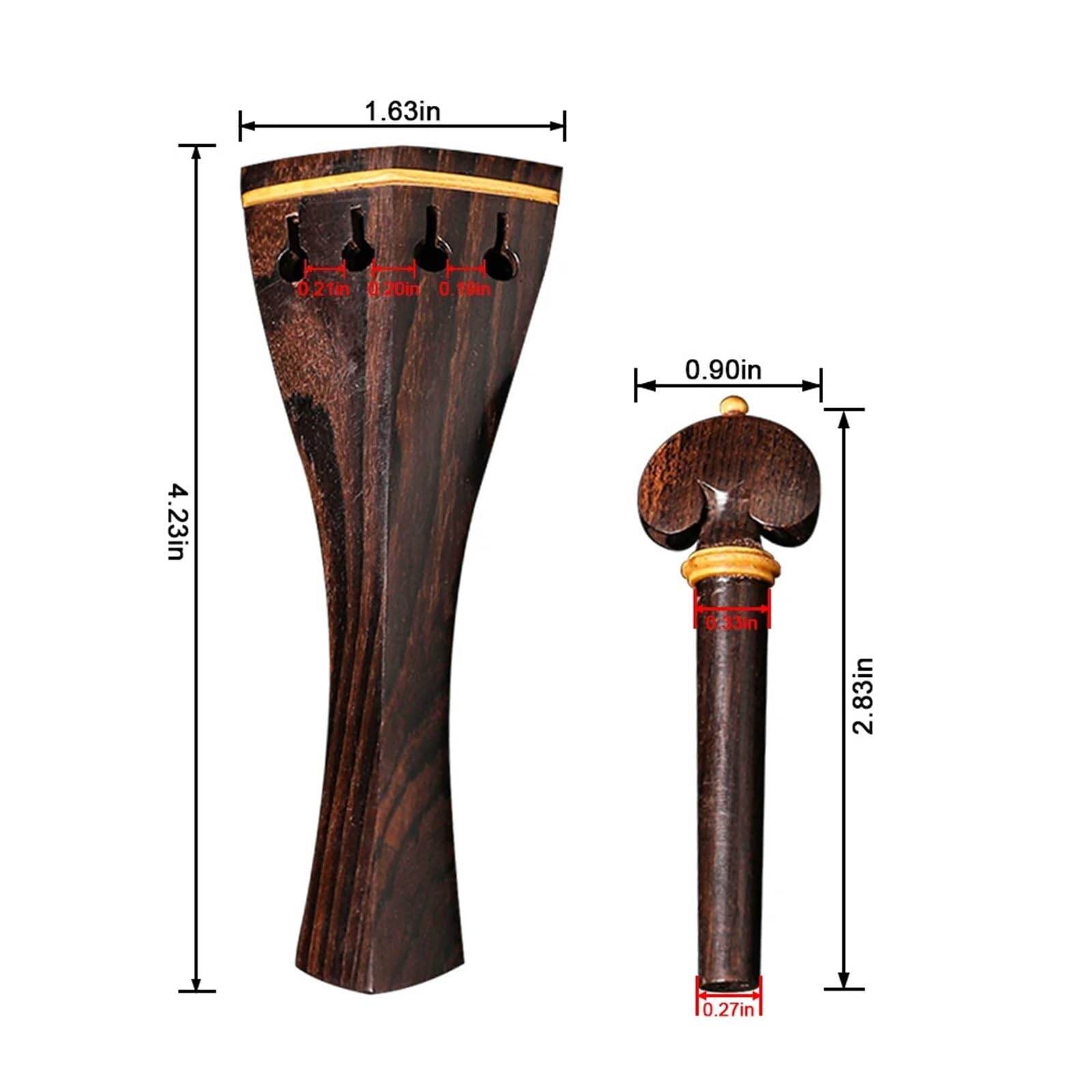 Juego de piezas de violín 4/4, clavijas de violín de madera de ébano, clavija final for reposapiés, pieza trasera de afinador, preciosos accesorios for violín