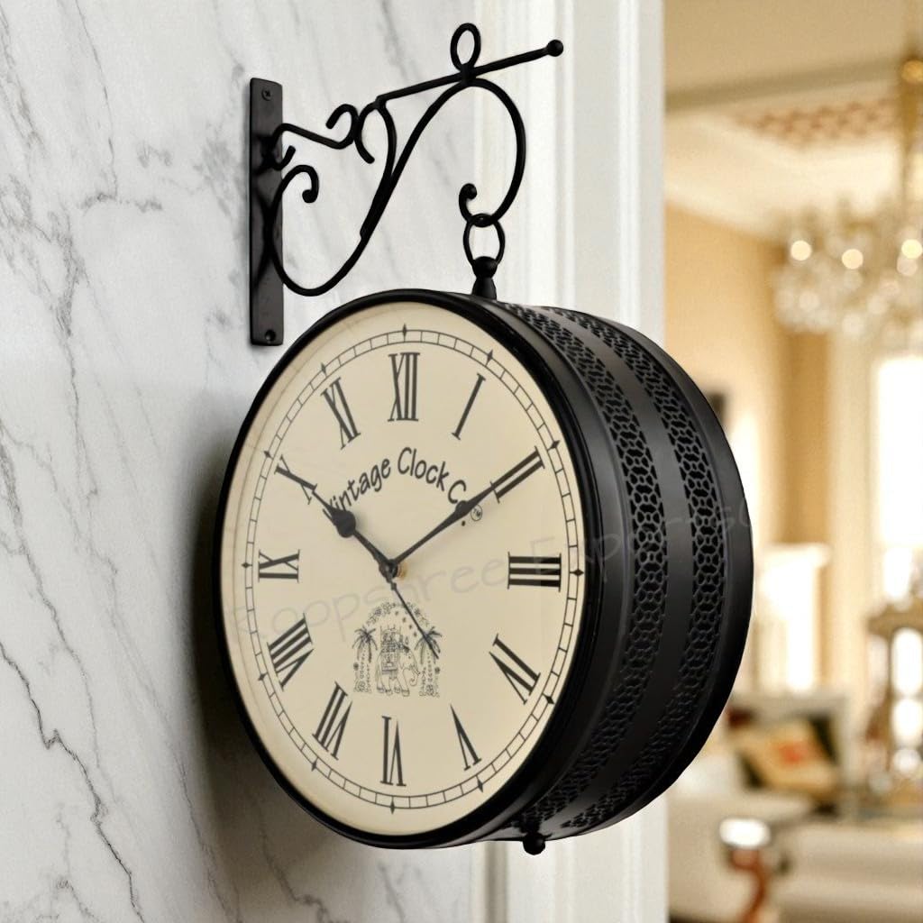 Vintage Handcrafted Wall Clock - Black Iron -26