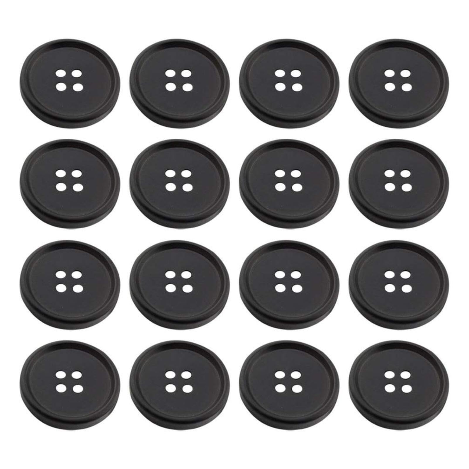 100 Pcs Buttons Round Resin Button 4 Hole Black Sewing Flatback Buttons for DIY Sewing Button Replacement Diameter 20MM,Black