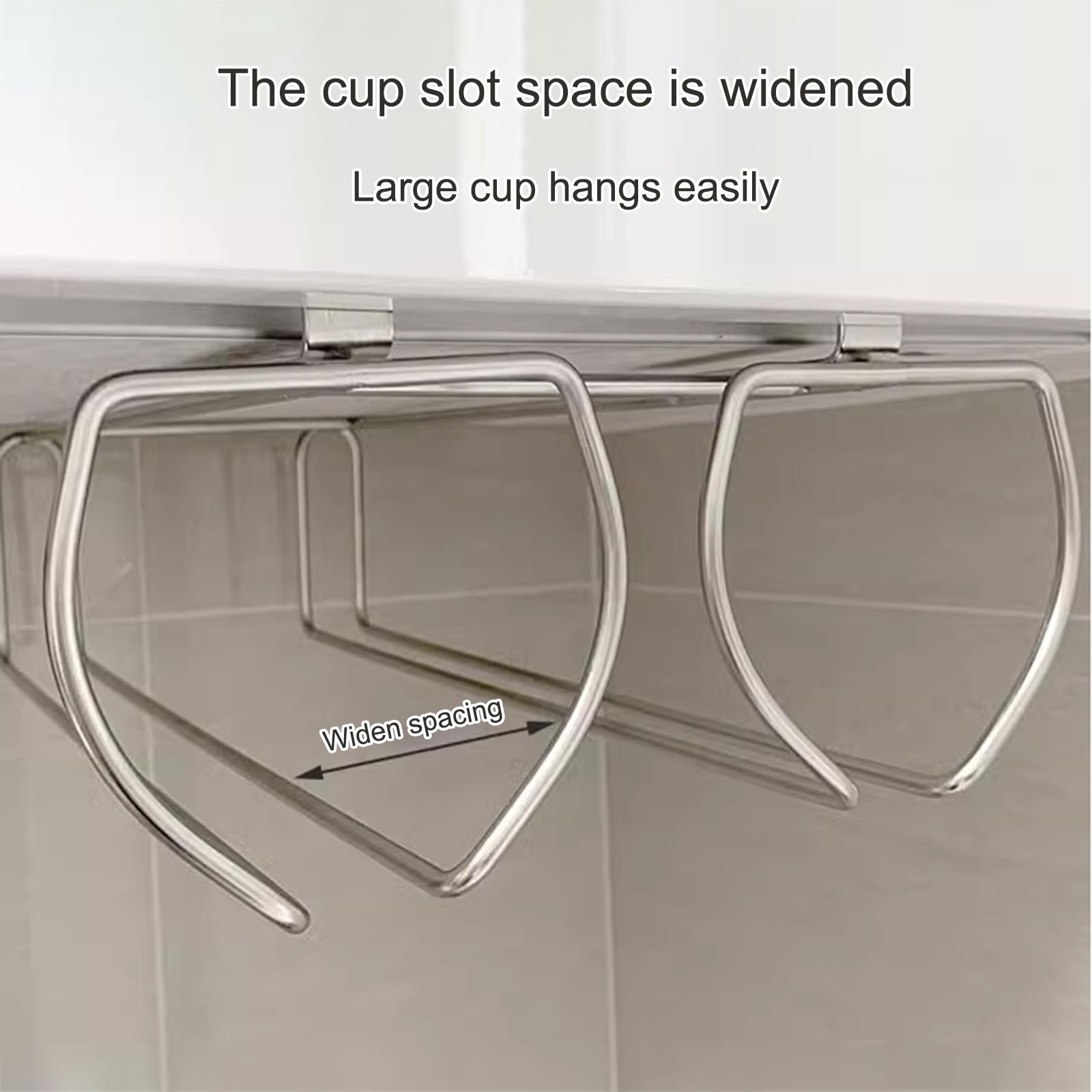 Soporte para Copas de Vino bajo Estante: no Requiere perforación. Soporte Resistente para Copas de Vino Tinto, champán y cócteles. Solución de Almacenamiento de Copas de