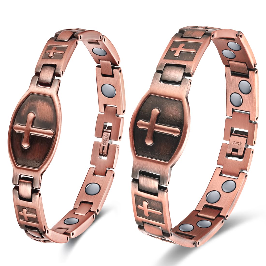 Vicmag Bracelet magnétique ultra résistant en cuivre pur 99,9 % pour homme - Outil de réglage de la taille, One Size, Métal, Pas de pierre précieuse