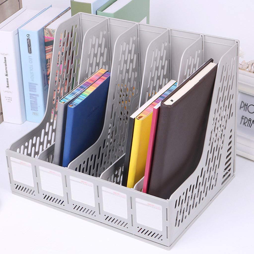 Scrivania in plastica a 5 sezioni per riviste, documenti, libri, divisori, scaffali, organizer per casa o ufficio