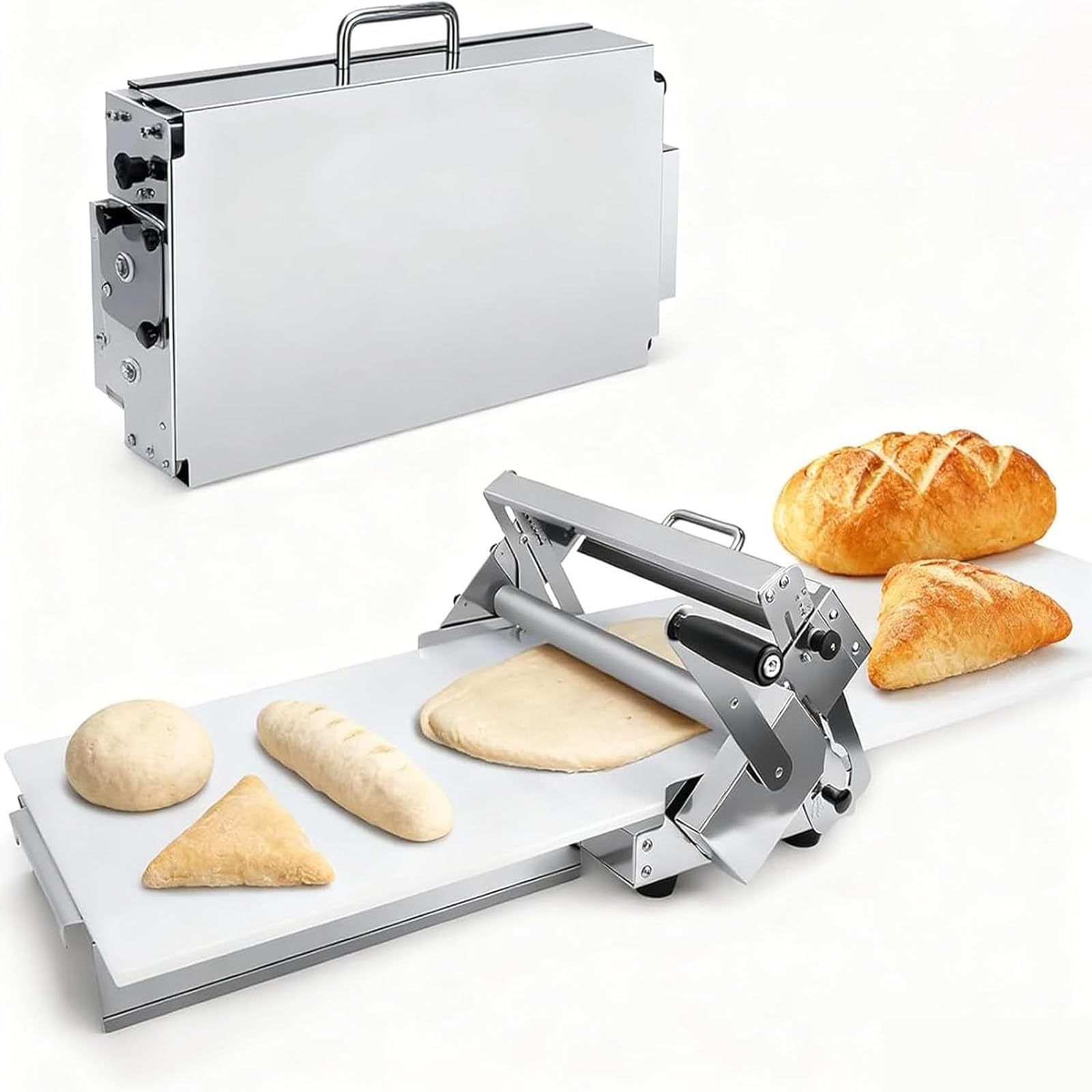 Teigschneidemaschine, manuell, faltbar, für Bäckerei, verstellbare Dicke, kompaktes Design für Pizza und Croissants, für den privaten und gewerblichen Gebrauch