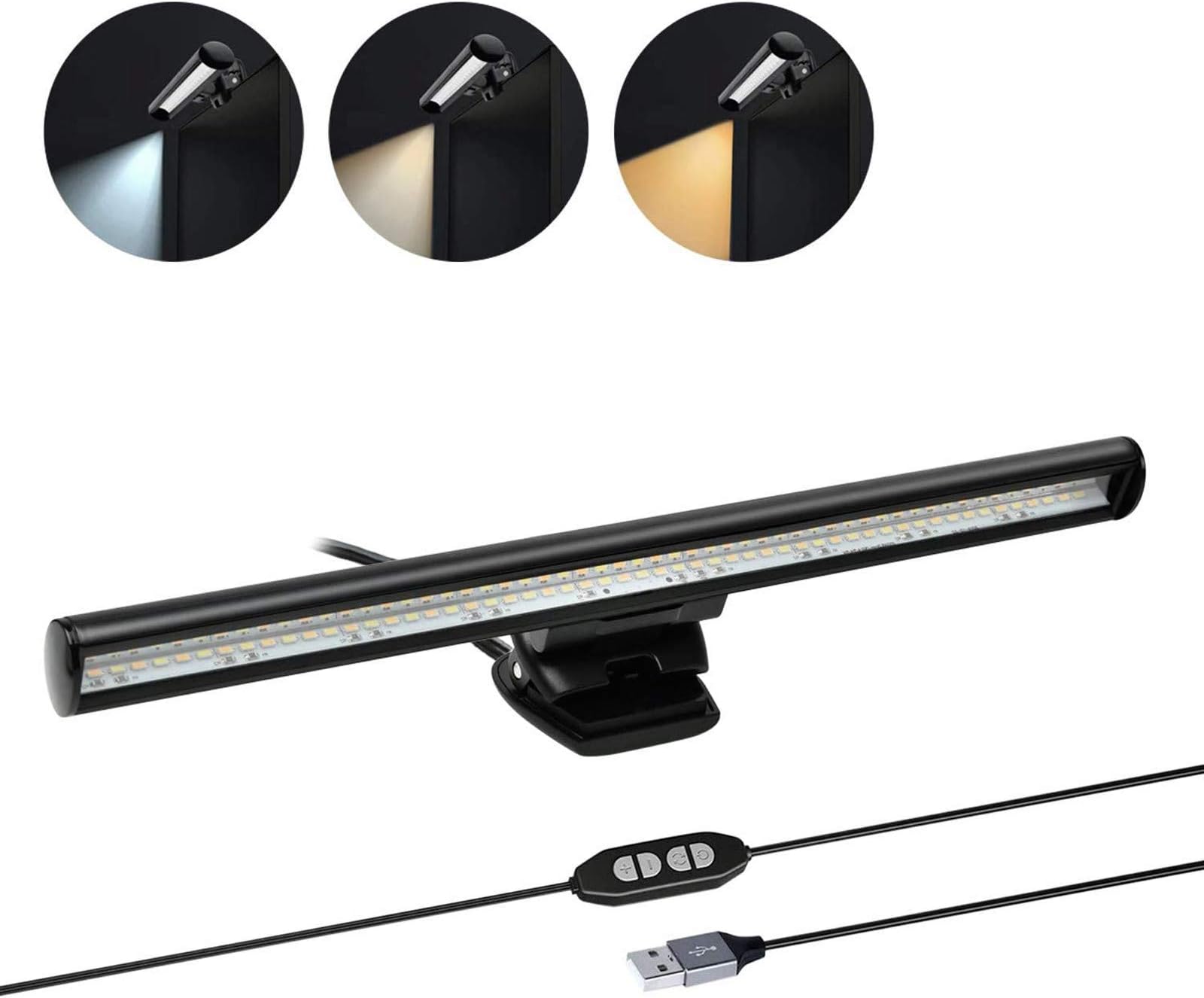 Quntis E-Reading Lamp, Clip on Laptop USB Keyboard Light, USB Powered Reading Lamp for Laptop with Brightness & Hue Adjustment Features, No Screen Glare for Home Office Travel