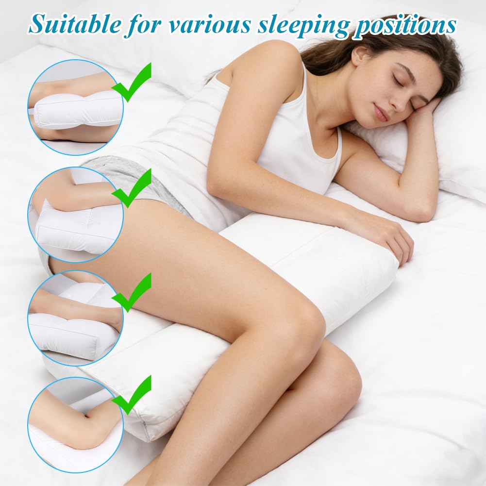 Almohada ortopédica de algodón de 12 cm para dormir de lado, almohada ortopédica de piernas de espuma viscoelástica para aliviar el dolor de cadera, rodilla y espalda