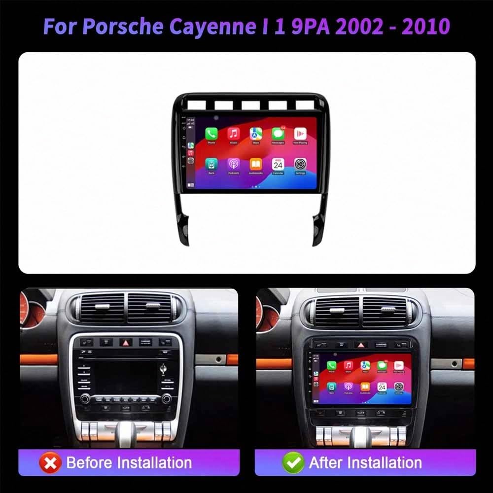 Bezprzewodowy Ekran Apple Carplay Android Auto dla Porsche Cayenne I 1 9PA 2002-2010 Przenośny Ekran Dotykowy Apple Carplay, Nawigacja Gps/Sterowanie, 4 Rdzeń 4G+64G