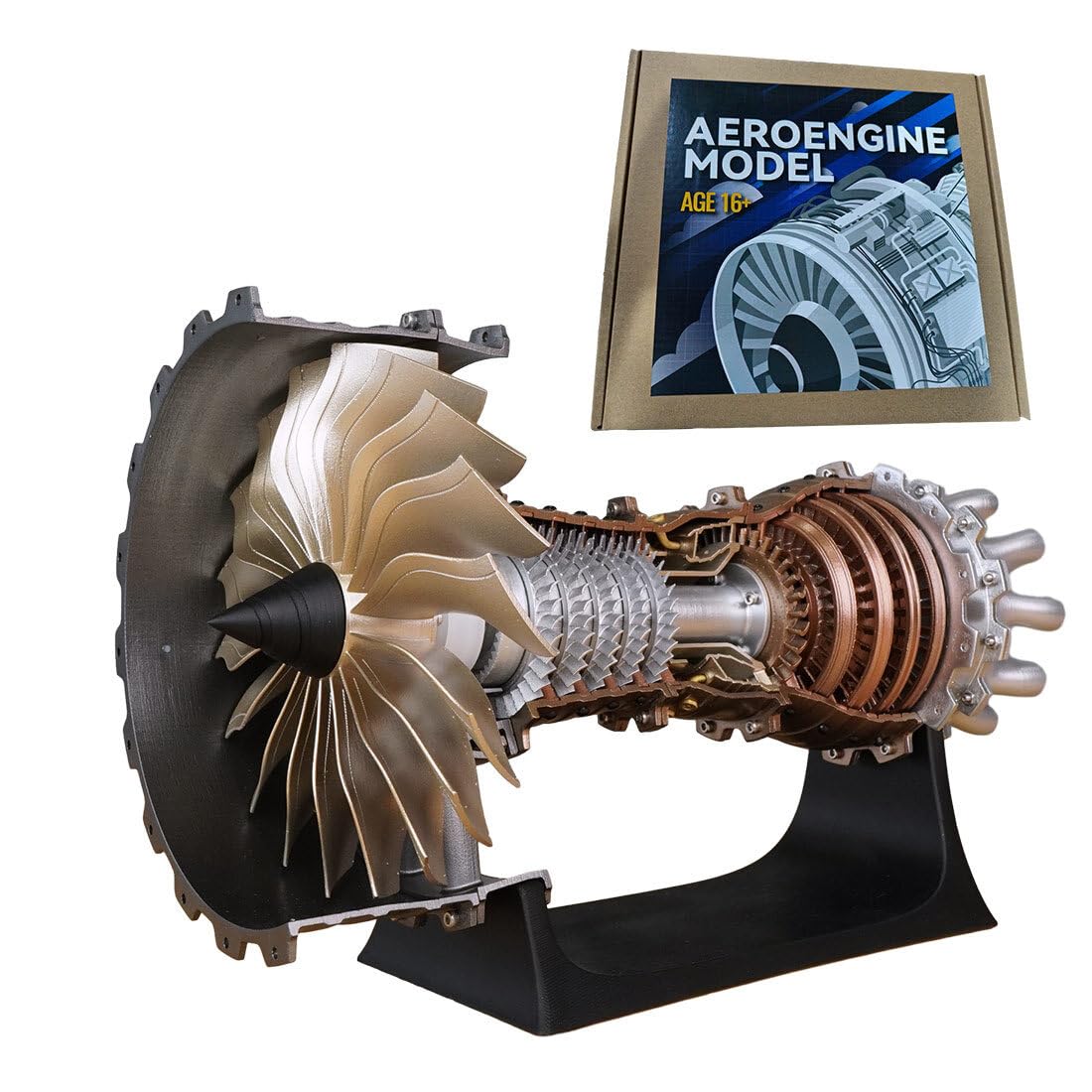 Turbofan Engine Model Kit, 1:20 Scale DIY Assembly Trent 900 Transparent Aircraft Engine with Motorised Working Blades for Physical Science Experiment Display - 150PCS