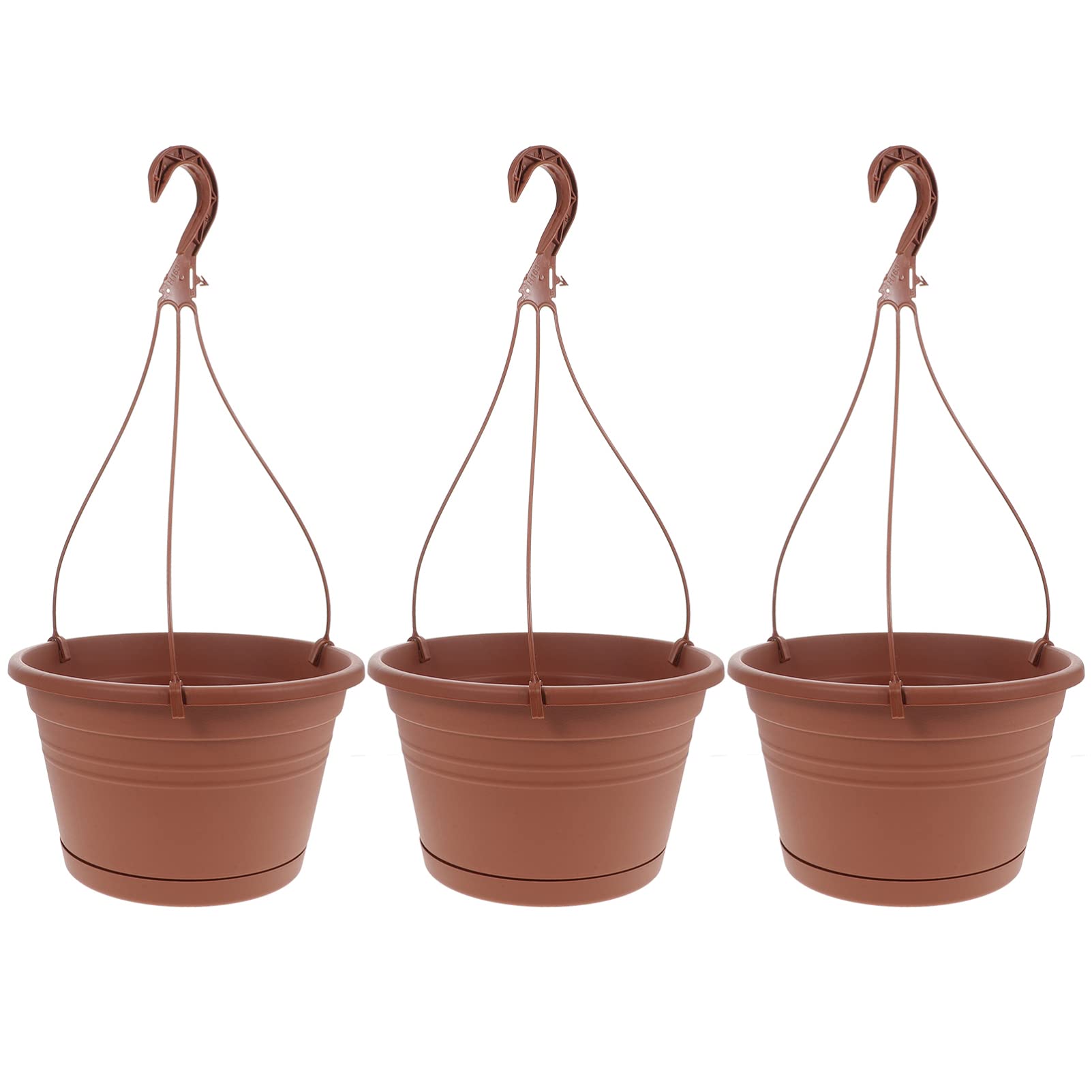 GANAZONO 3pcs Hanging Planters Durable Plastic Hanging Flower Pots with Hooks for Home Balcony Garden Decor