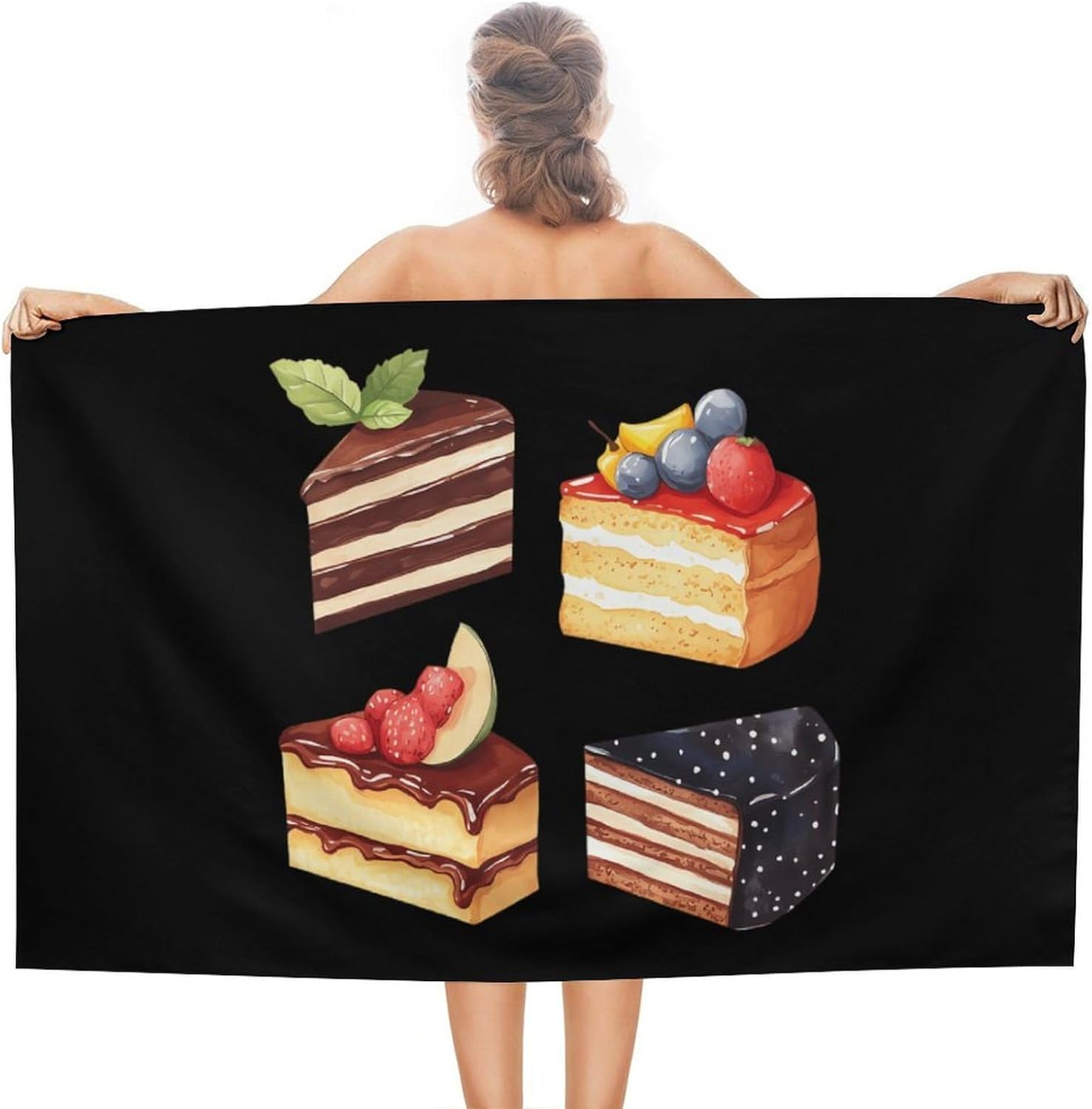 Cakes Chocolate Oversized Beach Towel Soft Absorbent Pool Bath Swim Towels for Adults Travel Vacation Gifts 130x80cm