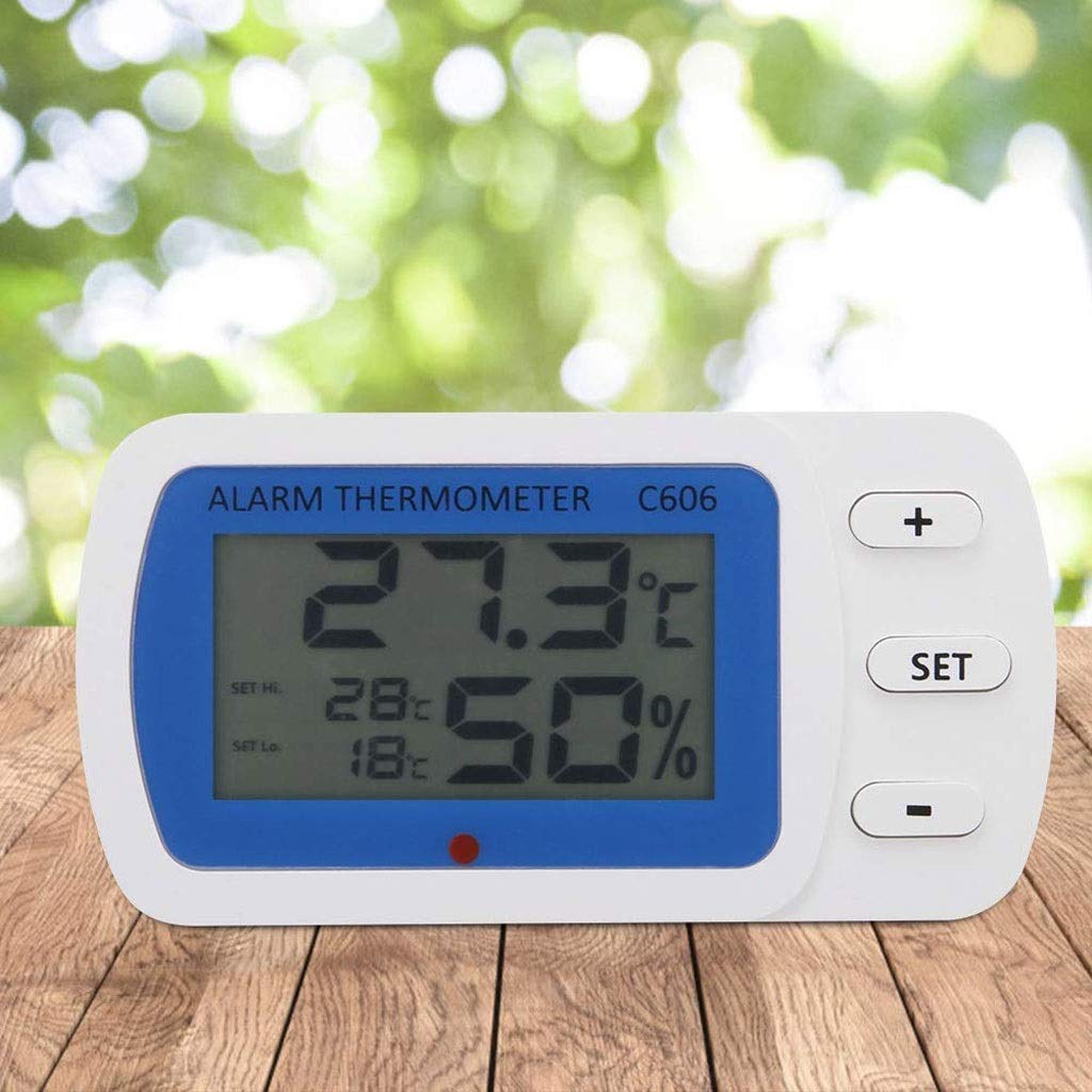 Fácil de Leer: Alarma de termómetro de congelador de refrigerador, configuración de alarmas de Temperatura Alta y Baja 7,6 * 6,8 cm