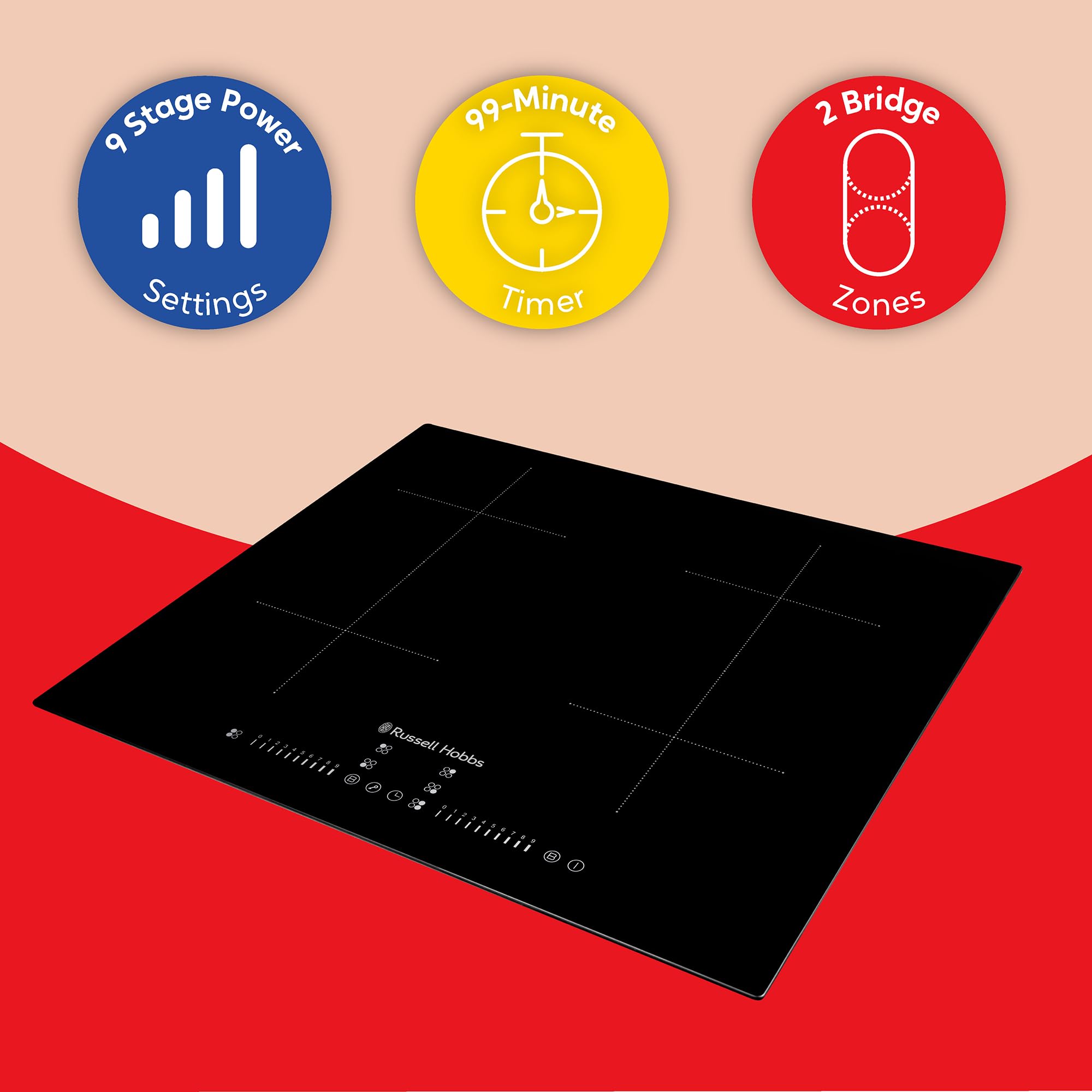 Russell Hobbs, Black, 60cm Induction Hob with Dual Flex Bridge, Multi-Slider Touch Control, 99 Minute Timer, 9-Stage Power Settings, Boost function, Pan Sensor — view 12