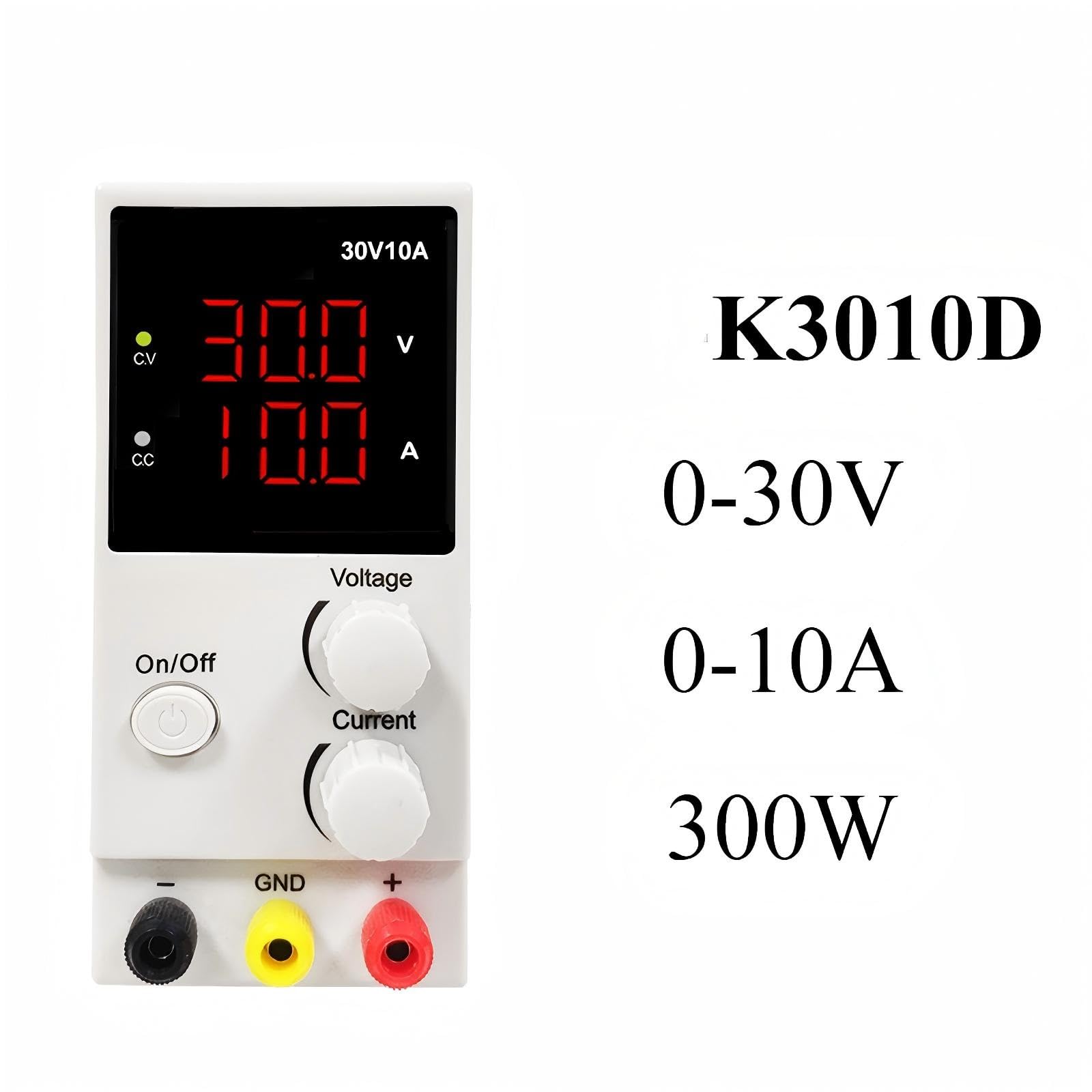 K3010D Display LED a 3 cifre Alimentatore CC variabile 0-30 V / 0-10 A Per laboratorio o fabbrica | Banco da laboratorio regolabile con alimentazione elettrica e regolazione della tensione