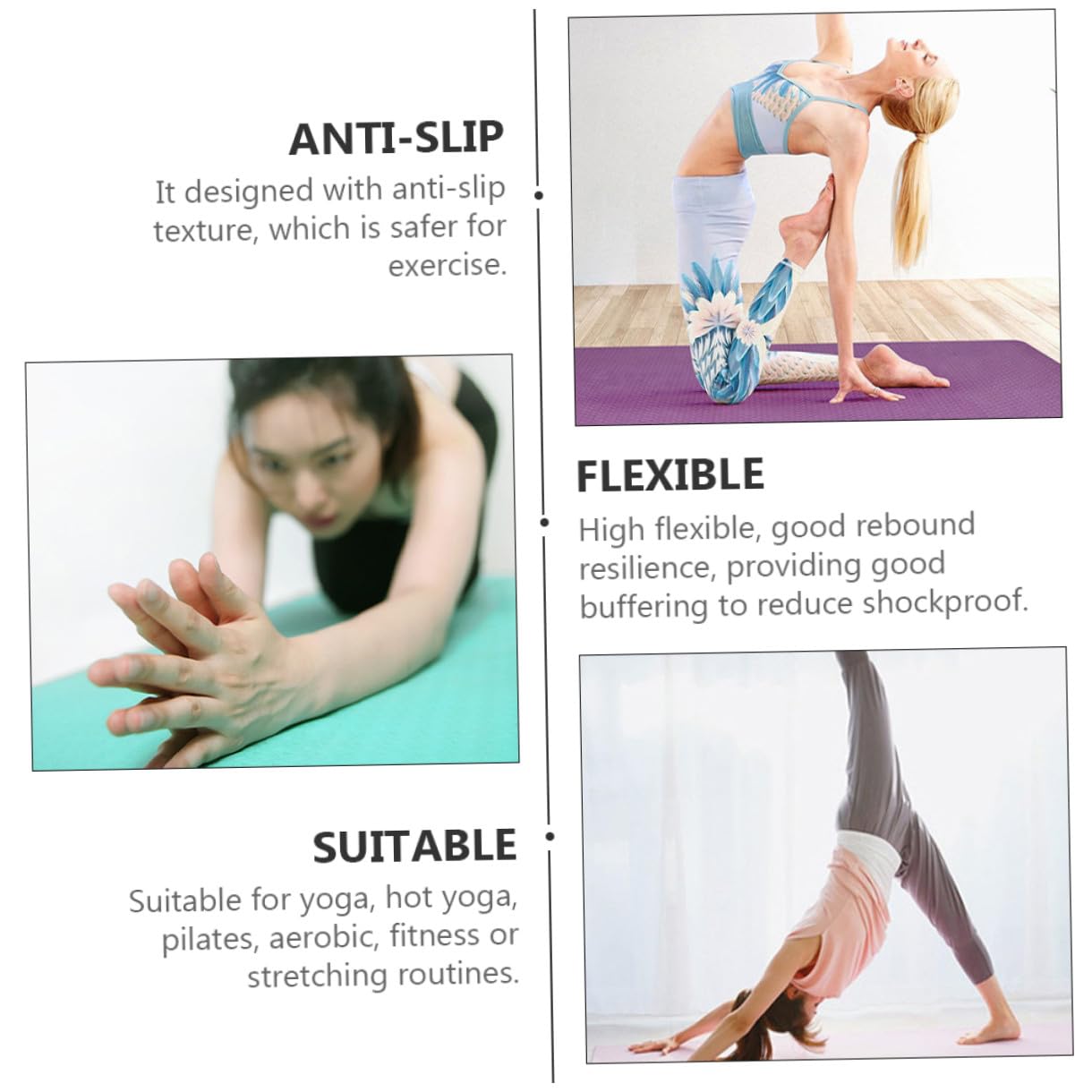 Tappetino Yoga Nbr Spesso Antiscivolo Rosa per Fitness | Ammortizzazione Antiurto, Buona Elasticità, per Stretching e Allenamento a Casa Colore Casuale