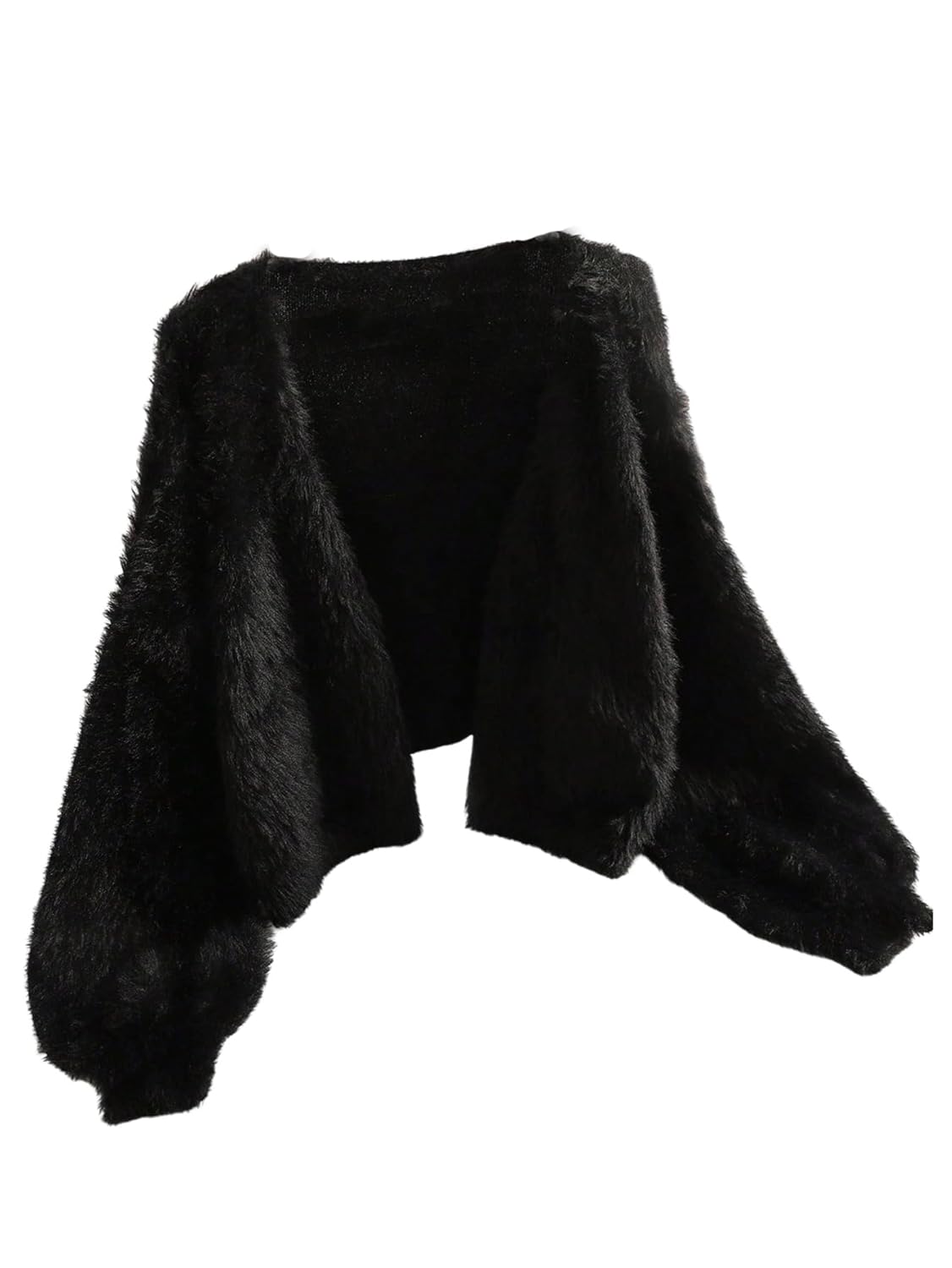MakeMeChic Womens Plus Size Fuzzy Cardigan Sweater Faux Fur Long Sleeve Knitted Outerwear