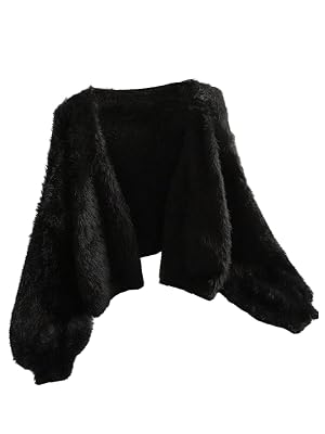 MakeMeChic Womens Plus Size Fuzzy Cardigan Sweater Faux Fur Long Sleeve Knitted Outerwear