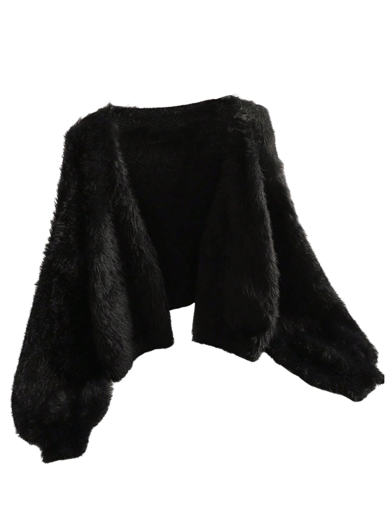 MakeMeChic Womens Plus Size Fuzzy Cardigan Sweater Faux Fur Long Sleeve Knitted Outerwear