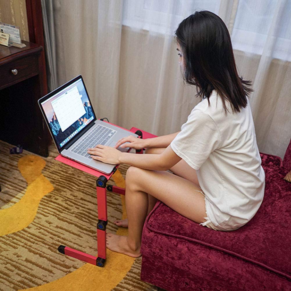 Annadue Escritorio Plegable para Computadora, Mesa para Computadora Portátil con Soporte para Mouse, Escritorio de Cama para Disipación de Calor, para Portátil para Uso Doméstico (Rosa roja)