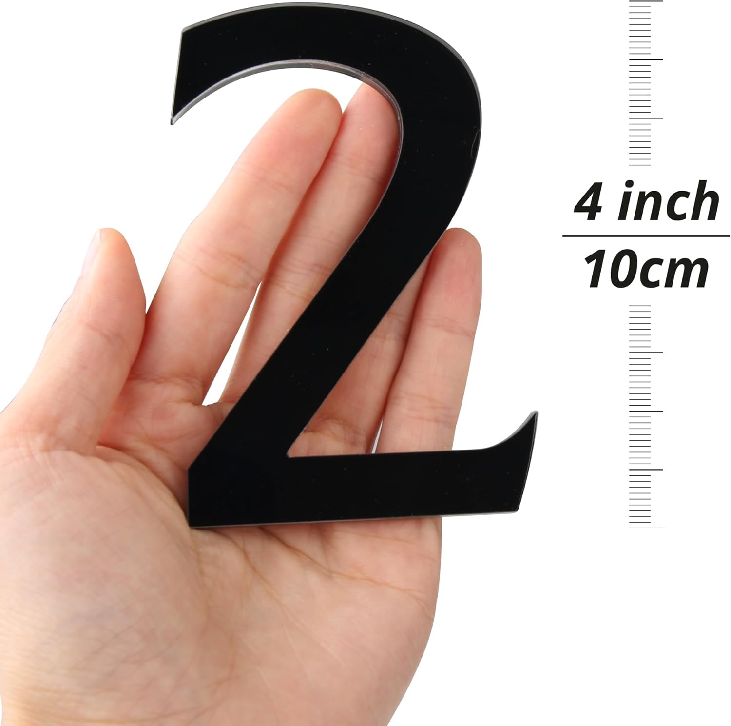 HASWARE 4-Inch Self-Adhesive House Number - Waterproof and Weather-Resistant Mailbox Numbers - Easy Installation for Home Mailbox Post Door Office Hotel Room Farmhouse (Black, 2)