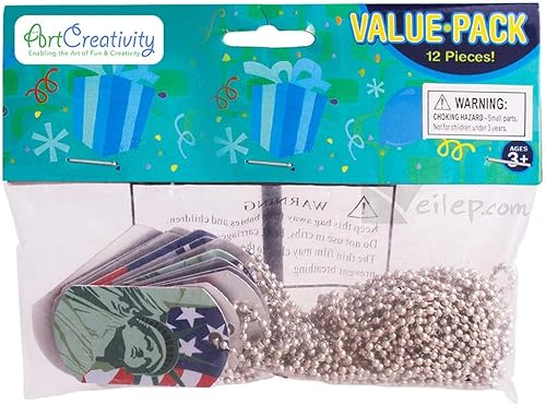 Miniatura 7 de ArtCreativity Etiquetas patrióticas para perros, paquete de 12, recuerdos de fiesta del 4 de julio, collares patrióticos rojos, blancos y azules,