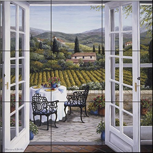 Ceramic Backsplash Tile Mural Tuscany Scene Tuscan Italian Theme Kitchen/Bathroom - Lunch Near Lucca - Barbara Felisky