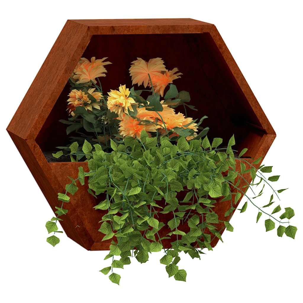Jardineras de pared 2 piezas acero Corten óxido 46 x 10 x 40 cm