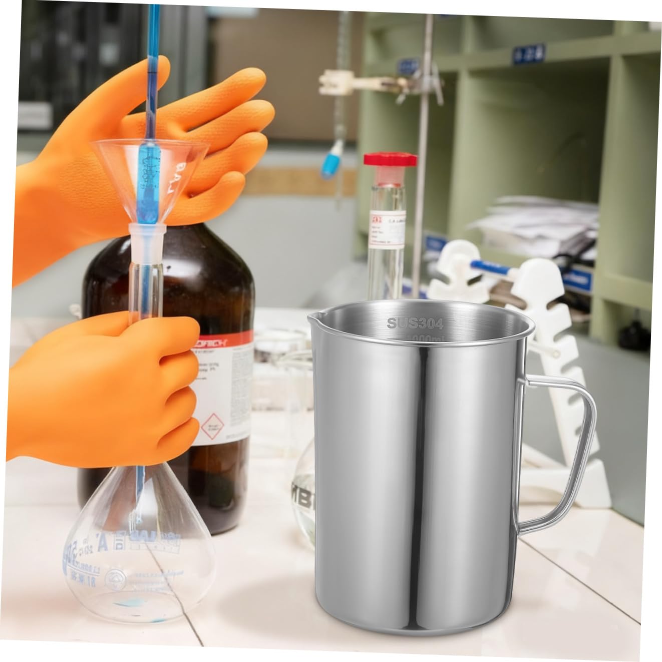 Angoily 2stücke Stainless Steel Measuring Cup Für Labor Und Küche Präzise Messbecher Für Flüssigkeiten Und Wiederverwendbar Und Leicht Zu Reinigen